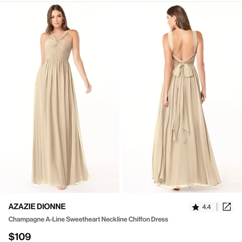 Azazie Dionne Champagne Chiffon Dress